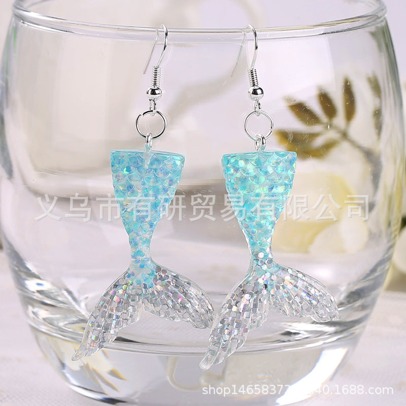 Acrylic sequin simulation mermaid earrings (Minimo de Compra 2) MIC-YouY015