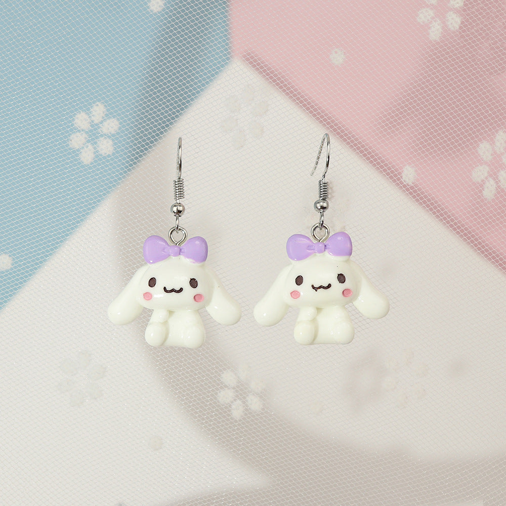 Acrylic Cute Little White Dog Earrings MYA-NiQ040