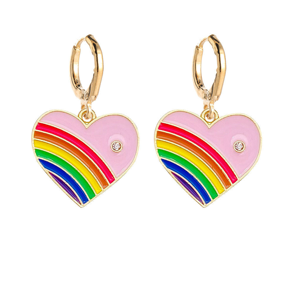 Alloy Rainbow Love Oil Dropping Earrings MIC-ChenY003