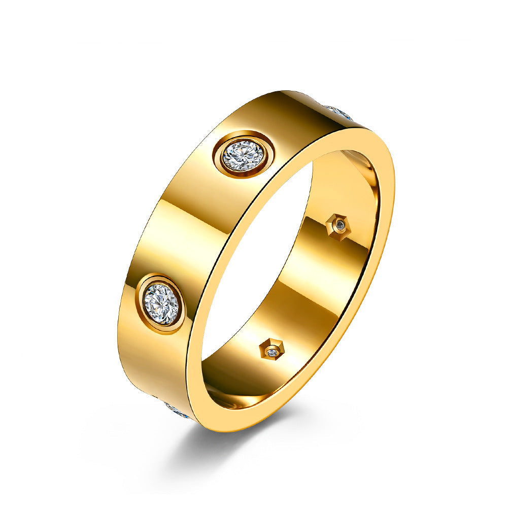 Titanium steel diamond couple ring  Minimum order quantity ≥ 2 MIC-QianF003