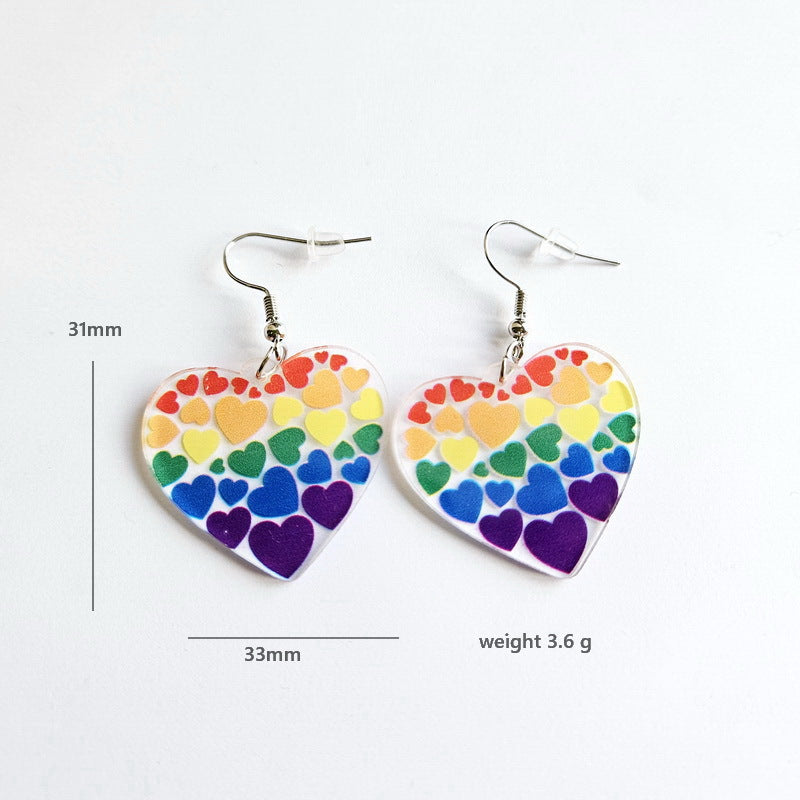 Acrylic Seven Color Rainbow Earrings MYA-XueP082