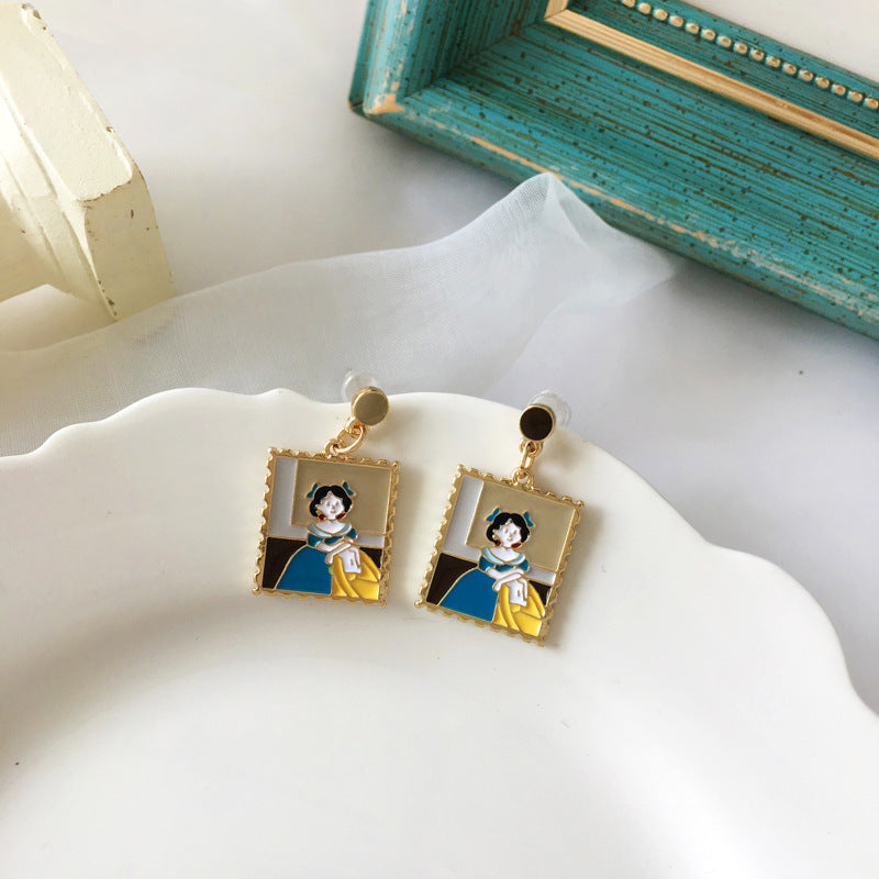 Alloy retro oil painting style earrings (Minimo de Compra 2) MIC-BLD043