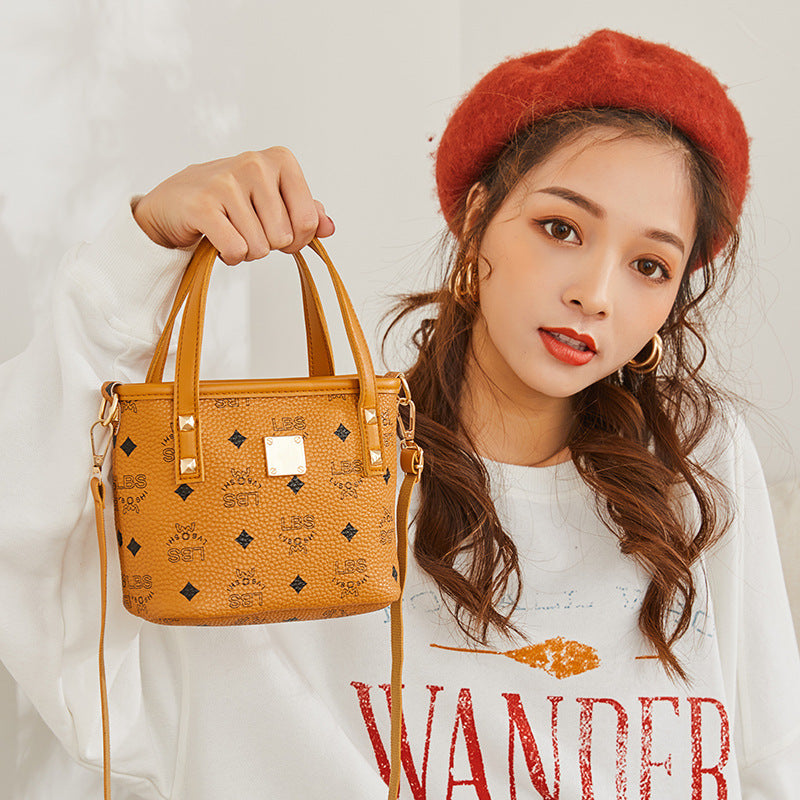 PU leather print contrast color shoulder bag MIC-OFY004