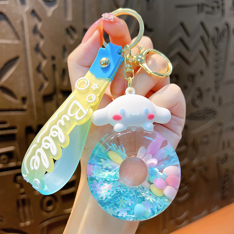 PVC liquid quicksand swimming ring keychain MIC-YanG017