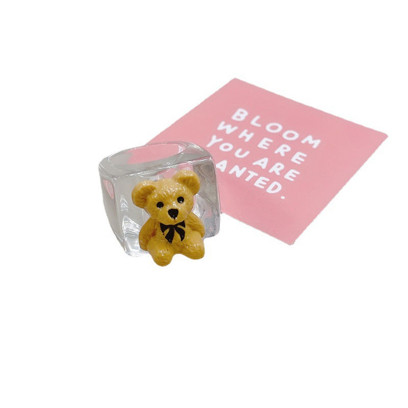 Resin Vintage Bear Ring MIC-JianY002