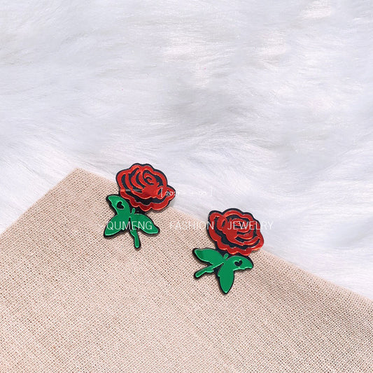 Alloy acrylic Gothic rose earrings MYA-OuG111