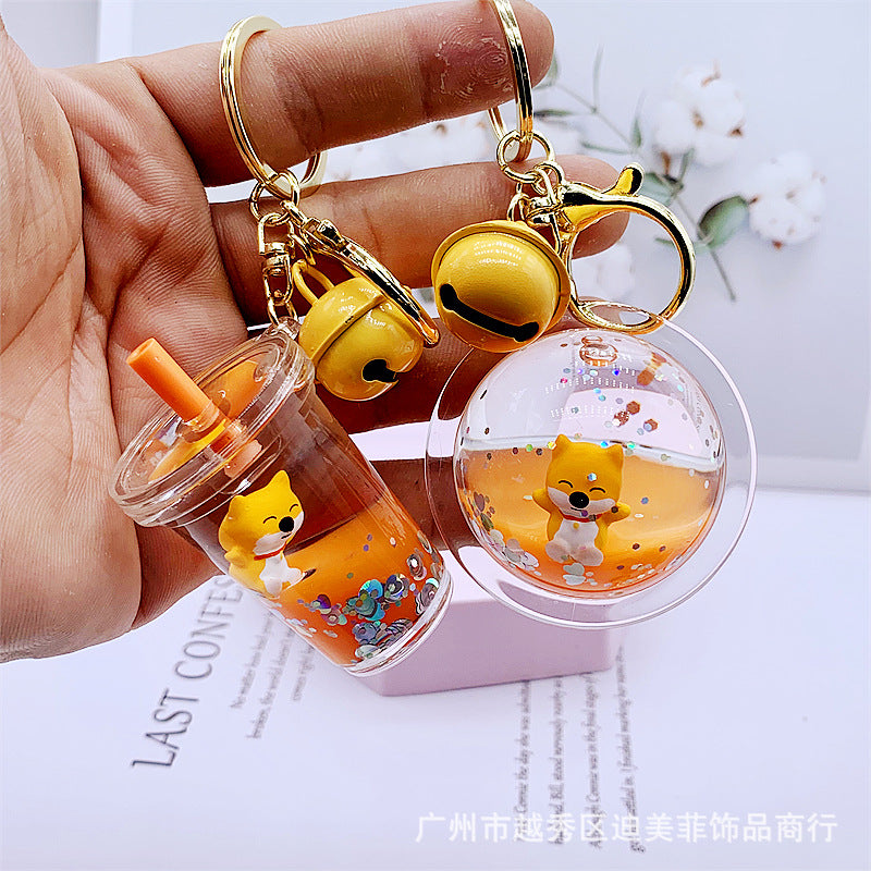 Keychain Acrylic Shiba Inu Floating Quicksand Bottle MOQ≥2 DMF029