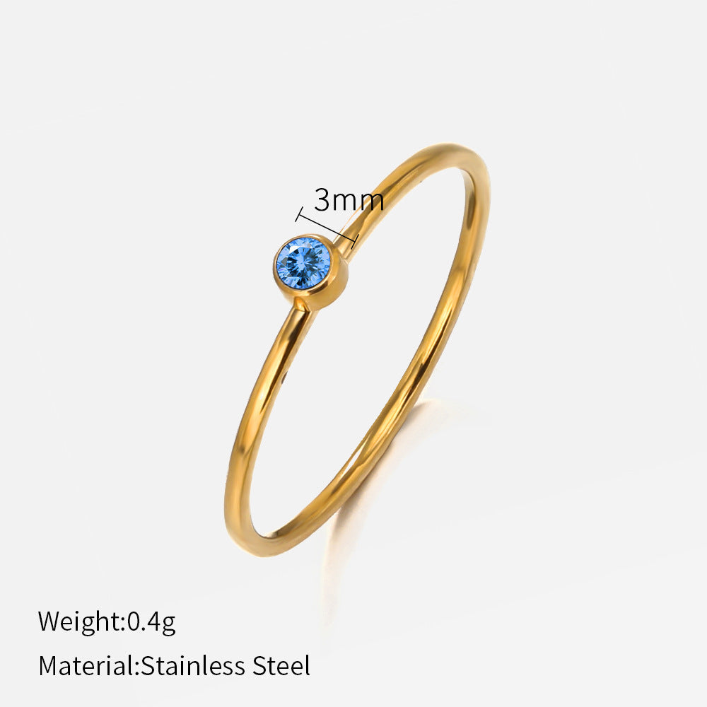 Stainless steel gold-plated colored diamond ring （Minimo de compra 2） MYA-chenH011