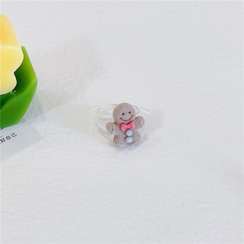 Resin Lovely Gingerbread Man Ring MIC-WWHM027