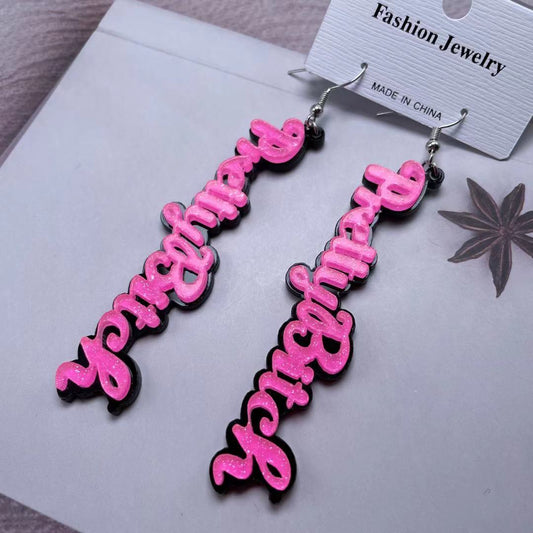 Acrylic long sequin letter earrings MIC-ChiC010