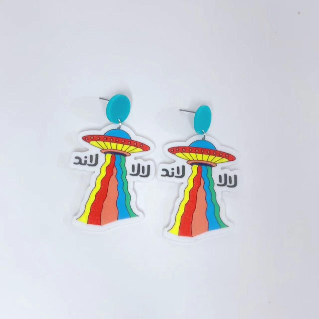 Acrylic astronaut UFO earrings MIC-JiuT002