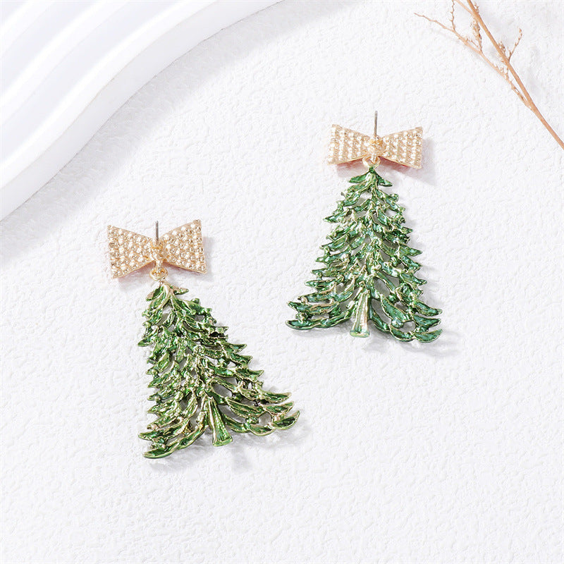 Alloy cartoon Christmas tree tassel earrings MIC-ChuY011