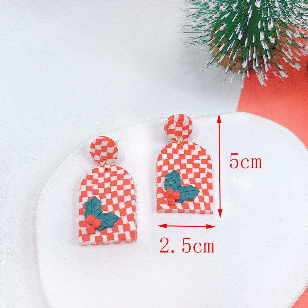 Alloy grid geometric snowman earrings (Minimo de Compra 2) MIC-PingH041