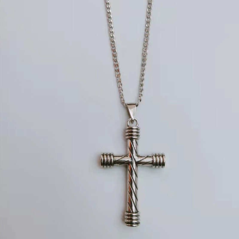 Stainless steel diamond studded cross necklace (Minimo de Compra 2)  MYA-ZhongR002