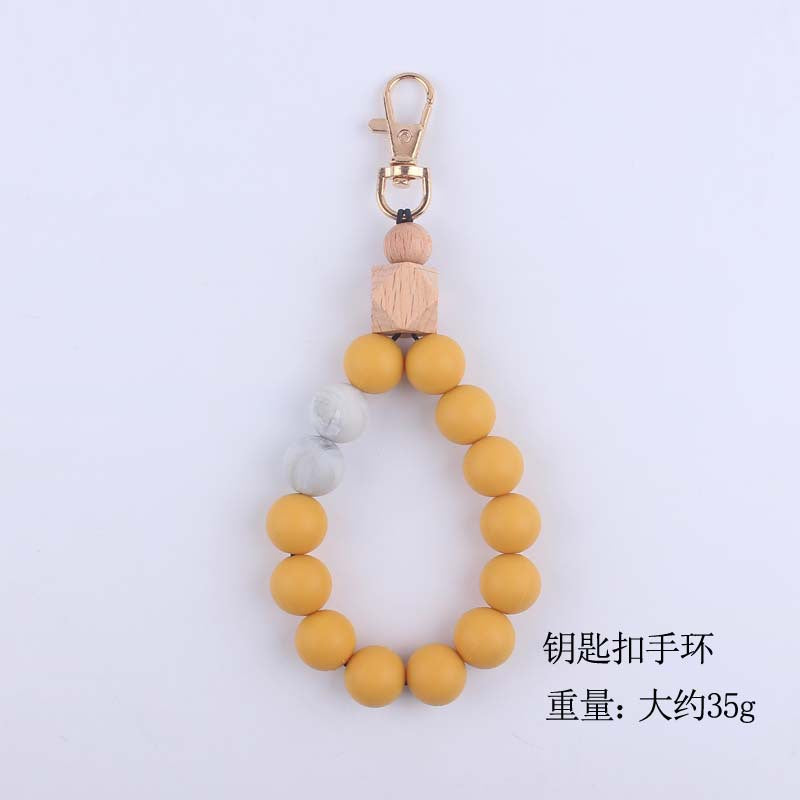 Keychains Silicone Beads Wooden Anise Wristlet MIC-YWGT001