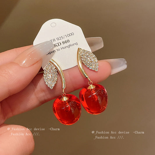 Alloy Cherry Leaf Earrings MIC-HuiH008