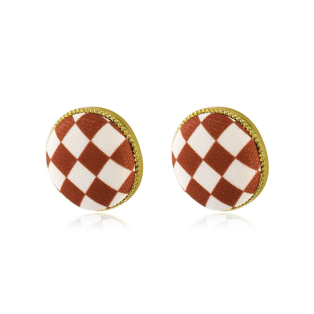 Alloy black and white checkerboard earrings (Minimo de Compra 2) MIC-YiYuan004