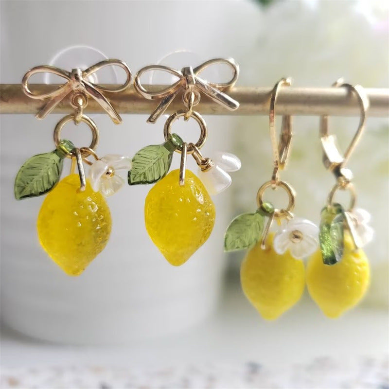 Alloy yellow lemon flower earrings (Minimo de compra 2) MIC-KuL006