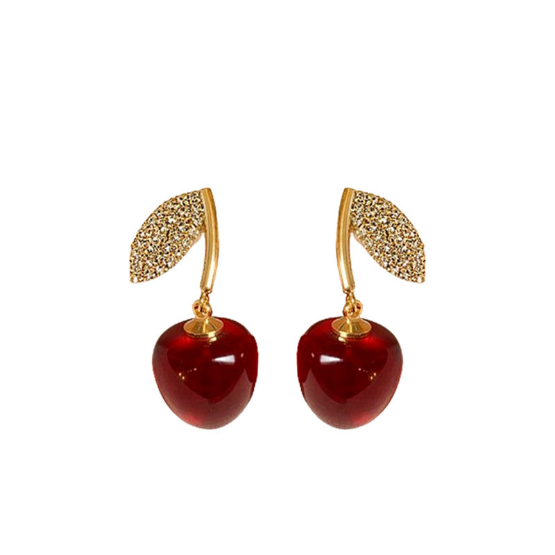 Alloy Cherry Leaf Earrings MIC-HuiH008