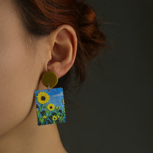 Resin Stereo Printing Oil Painting Earrings (Minimo de Compra 5) MYA-ZeX005