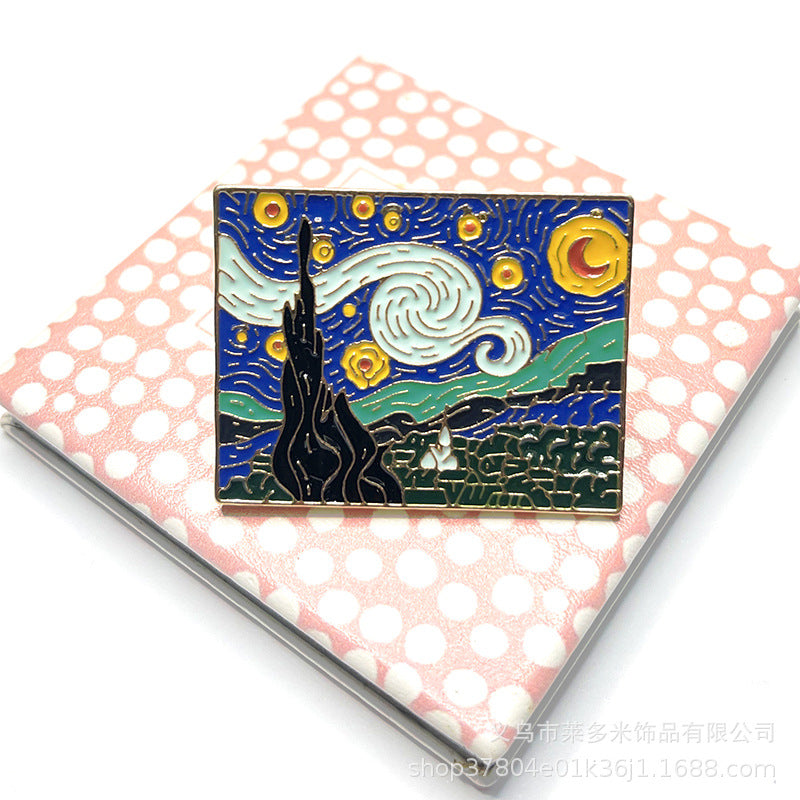 Alloy colored Van Gogh oil painting earrings (Minimo de Compra 2) MIC-LDM030