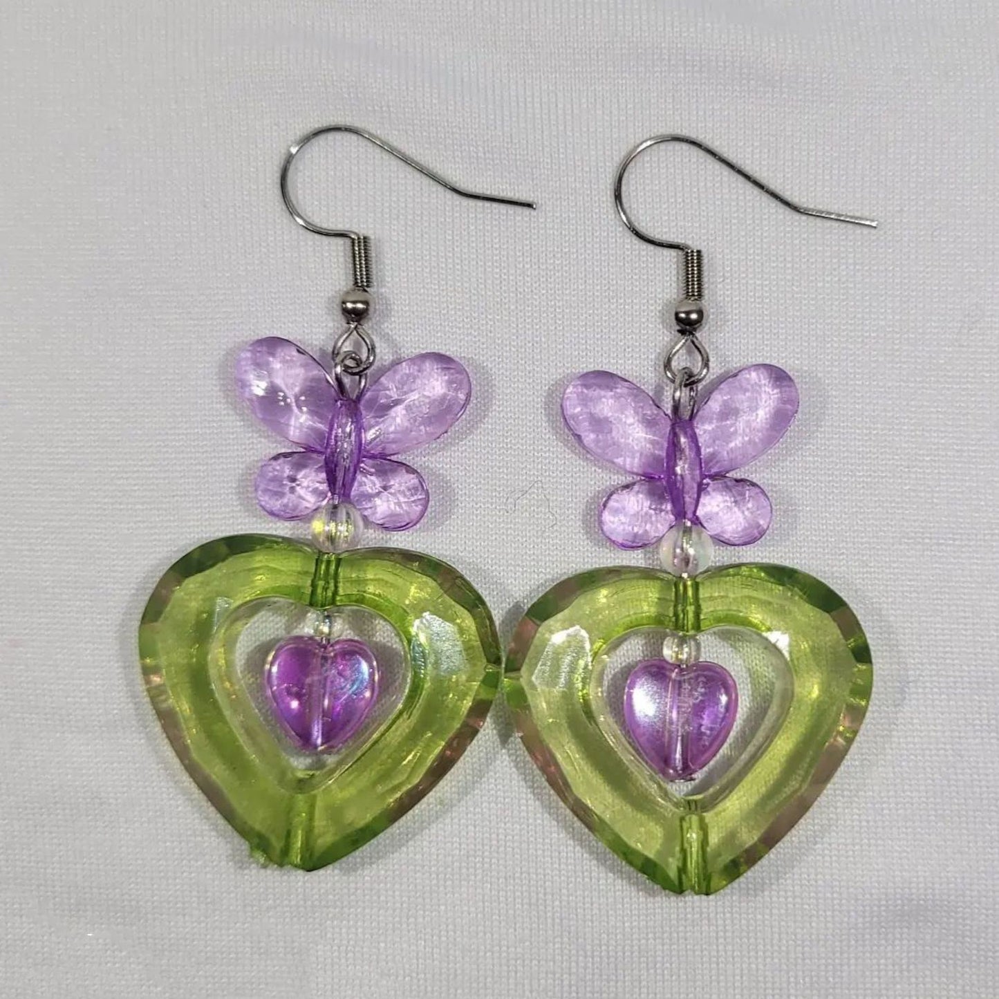 Resin Heart Butterfly Girl Earrings MIC-YuX008