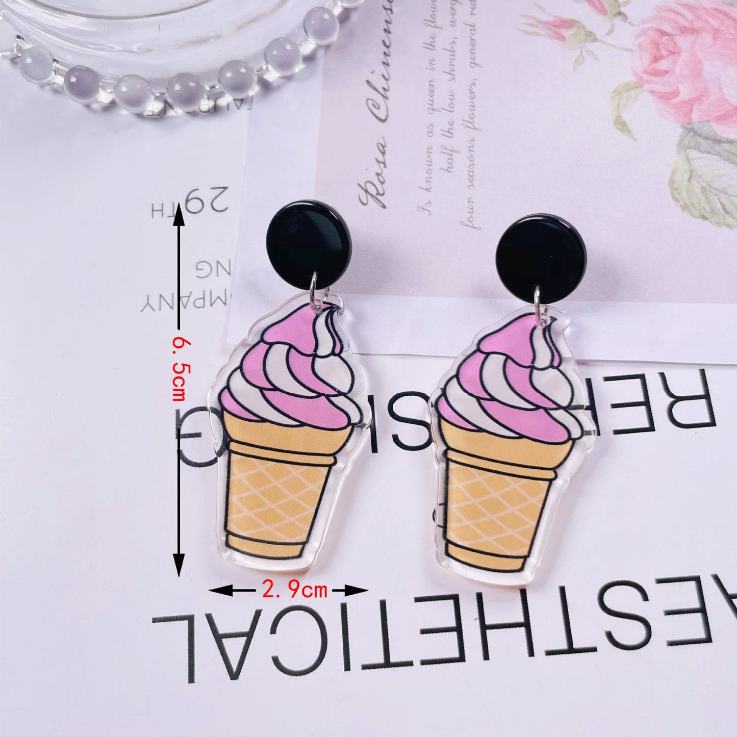 acrylic fun graffiti transparent ice cream earrings Minimo de compra 2 jiayi005