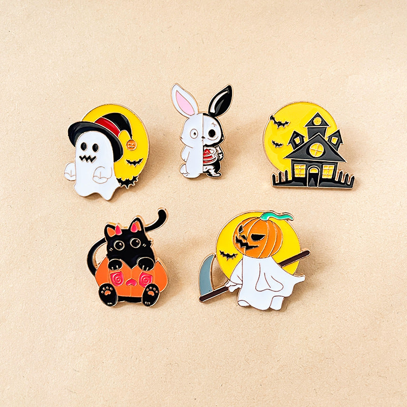 Alloy Halloween pumpkin cat brooch (Minimo de compra 2) MIC-DongQ024