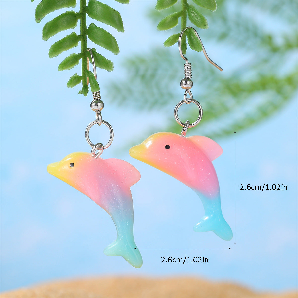 Alloy gradient little dolphin earrings MIC-JiaY013