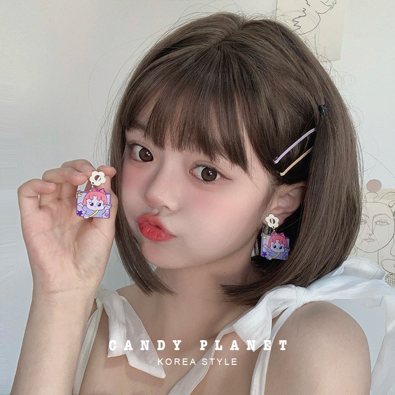 Acrylic New Purple Sweet Earrings (Minimo de Compra 2) MYA-XiM051