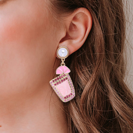 Alloy Geometry Fruit Wine Cup Earrings MIC-JuJ009