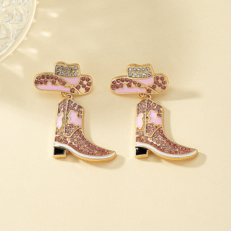 Alloy diamond studded boots and earrings (Minimo de compra 2) MIC-HLM014