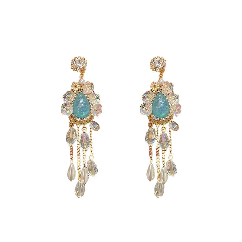 Alloy diamond inlaid crystal pearl earrings MIC-BAOY067