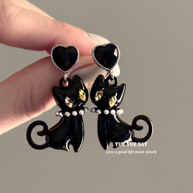 Alloy black kitten earrings MIC-GuangM004