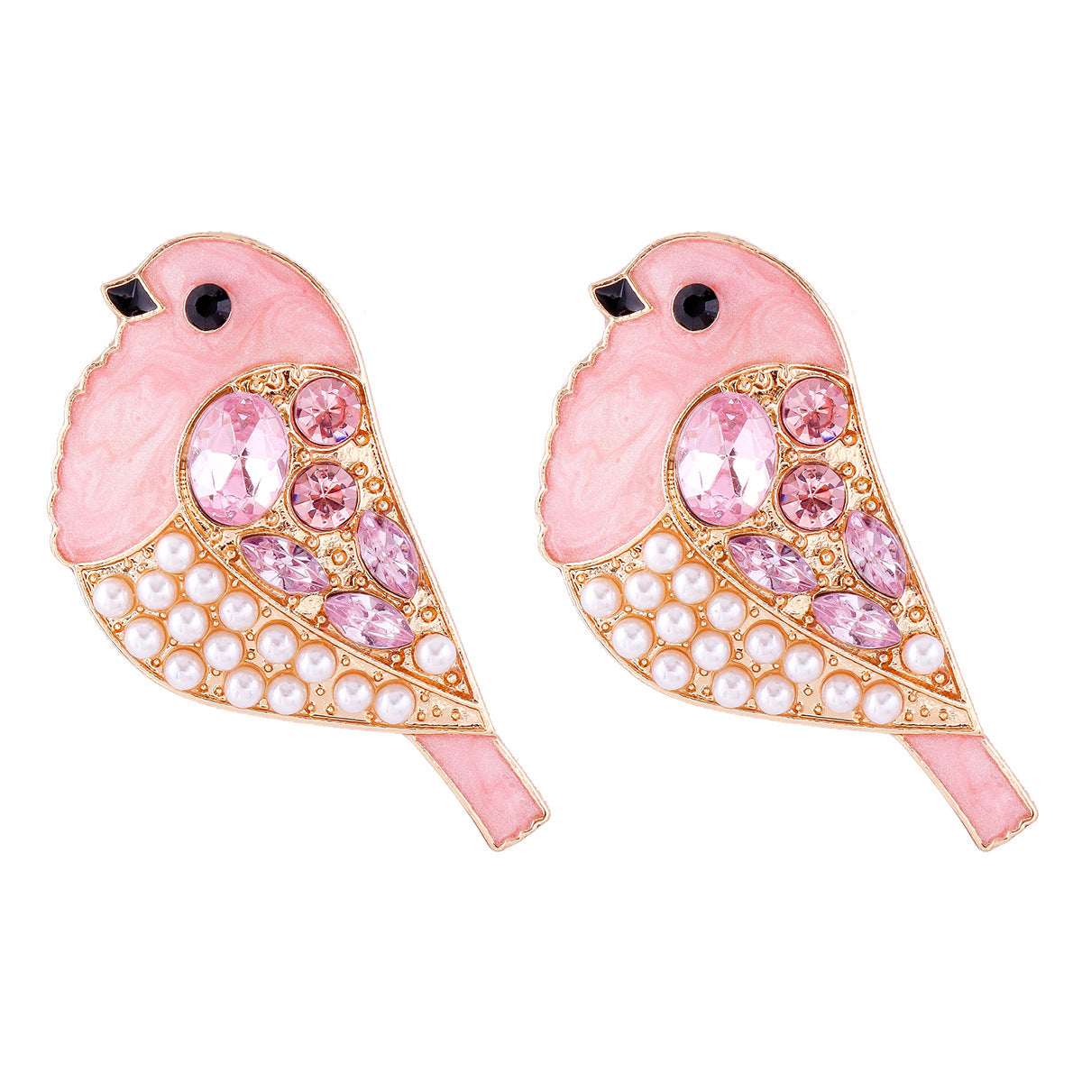 Alloy full diamond bird earrings MYA-JuJ024