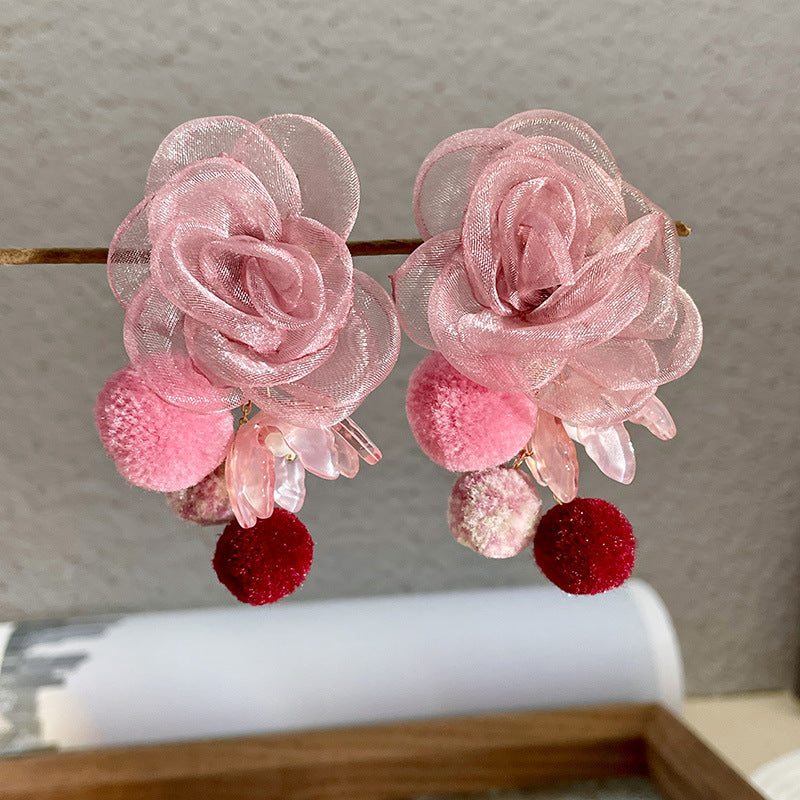 Alloy mesh flower earrings MIC-DieD007