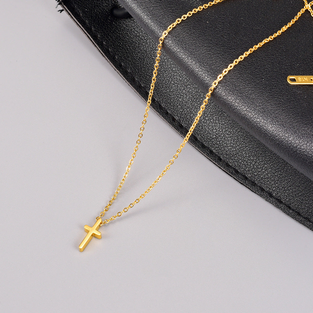 Gold Plated Titanium Cross Necklace MYA-YiS002