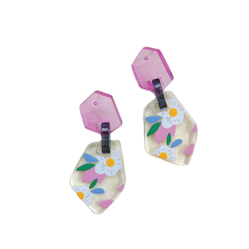 Acrylic Graffiti Embossed Earrings  (Minimo de Compra 2) MYA-PingH014