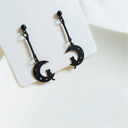 Alloy long tassel moon earrings MIC-AiM012