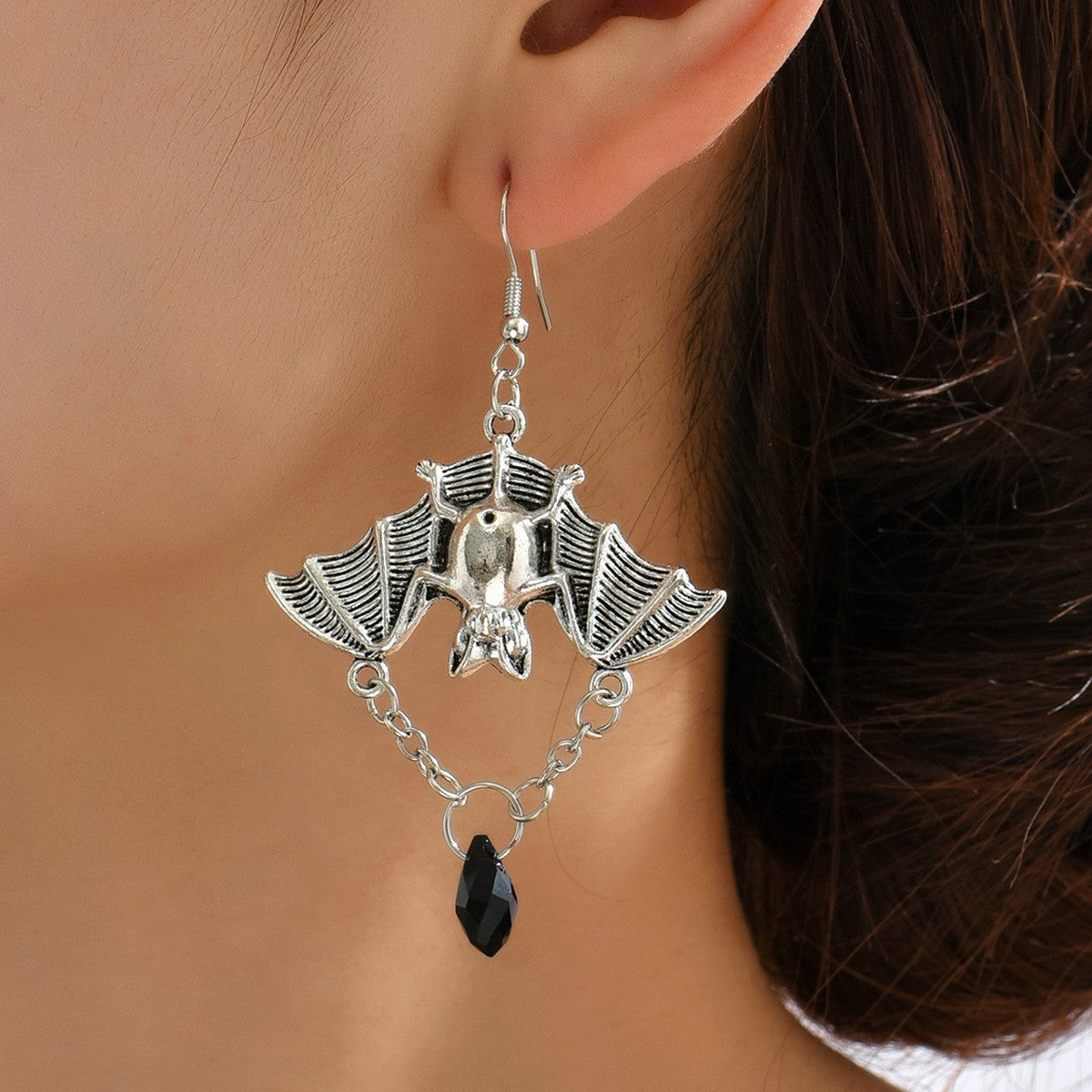 Alloy Skeleton Hand Red Rose Earrings MIC-JunJ010