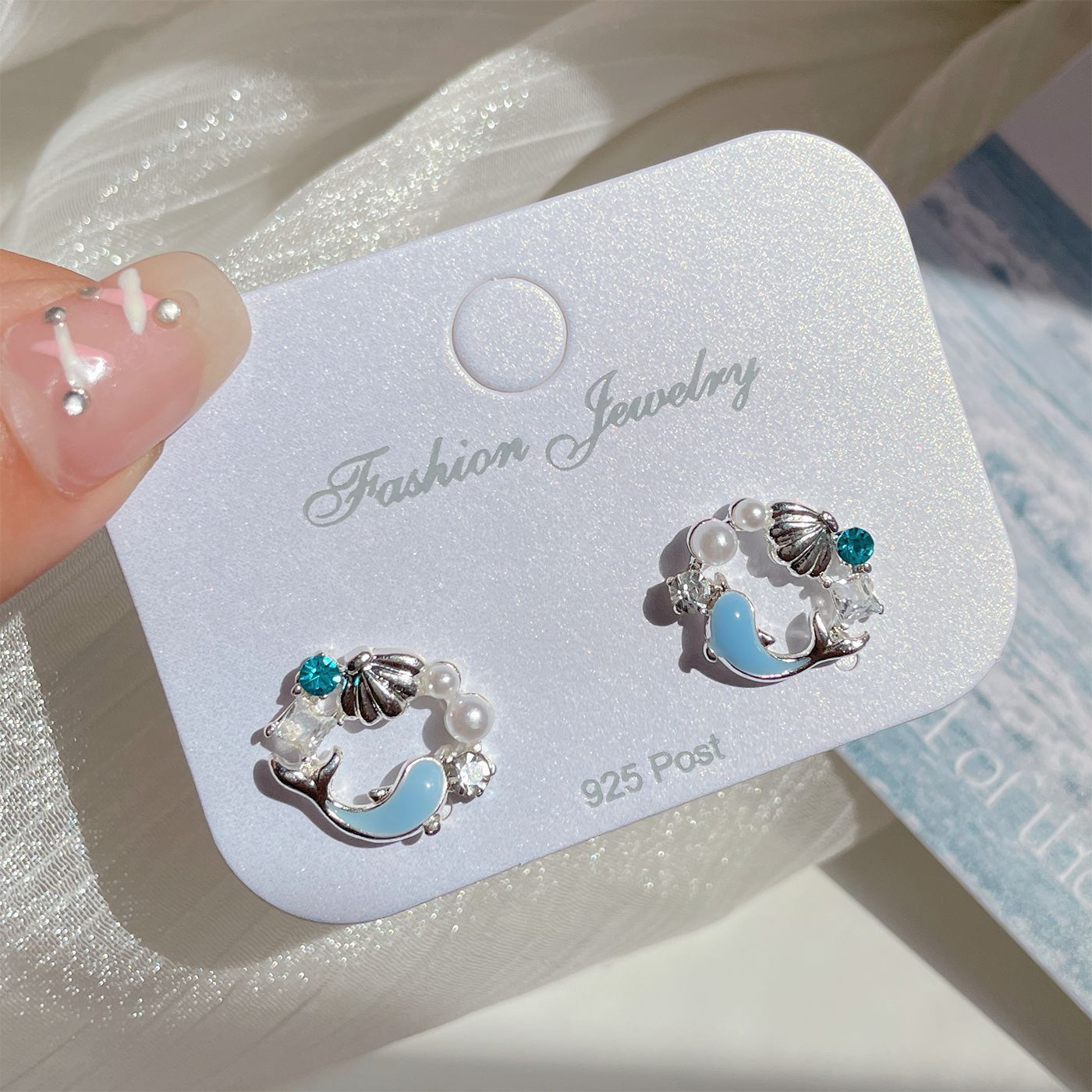 Alloy Ocean Series Blue Earrings MIC-ShuangX045