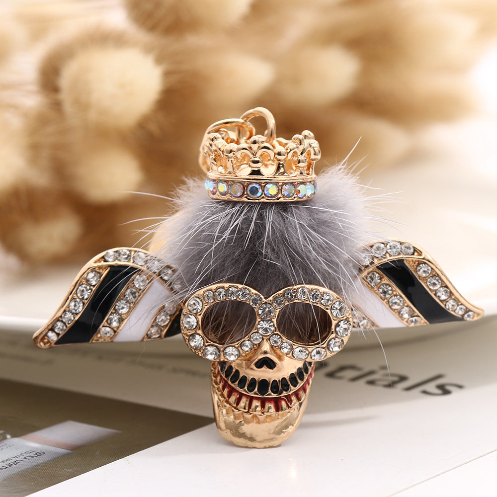 Diamond wool ball skeleton keychain  (Minimo de compra 2) MIC-ChaoK003