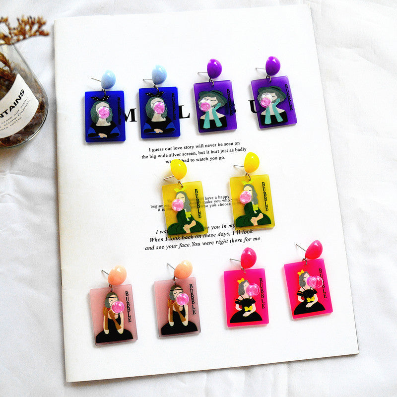 Cute Acrylic Cartoon Earrings MIC-XieN014