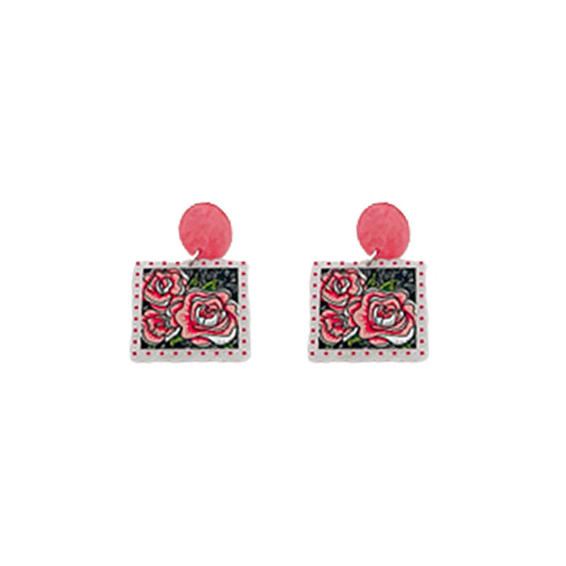 Alloy Pink Love Flower Earrings (Minimo de compra 2) MIC-FengM011