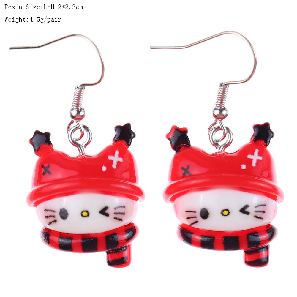 Alloy cartoon glossy black and red cat earrings MIC-NiQ049