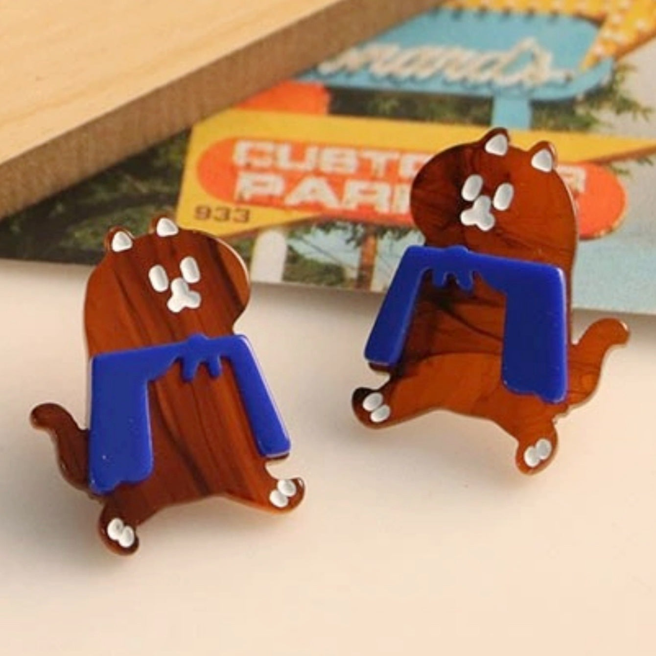 Alloy resin versatile cat earrings (Minimo de compra 5) MYA-AoY011