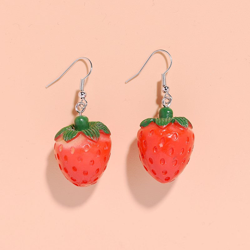 Resin personalized sweet strawberry earrings MIC-XunT007