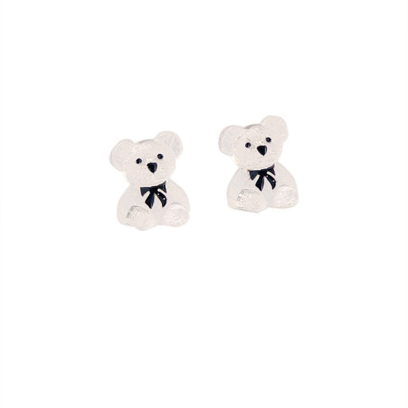 Alloy transparent bear earrings MIC-SYN003