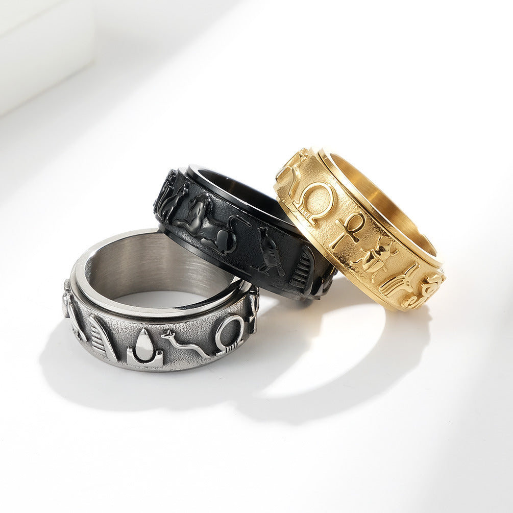 Jewelry Ancient Egyptian Symbols Stainless Steel Rings