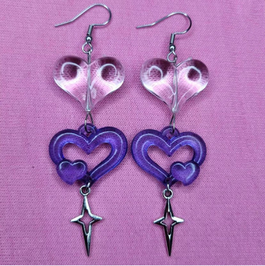 Resin transparent heart hollow earrings MIC-YuX007